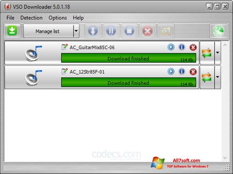 Posnetek zaslona VSO Downloader Windows 7