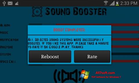 Posnetek zaslona Sound Booster Windows 7