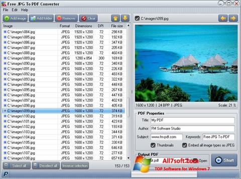Posnetek zaslona Image To PDF Converter Windows 7