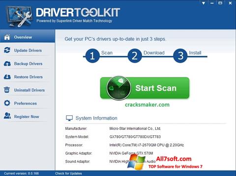 Posnetek zaslona Driver Toolkit Windows 7