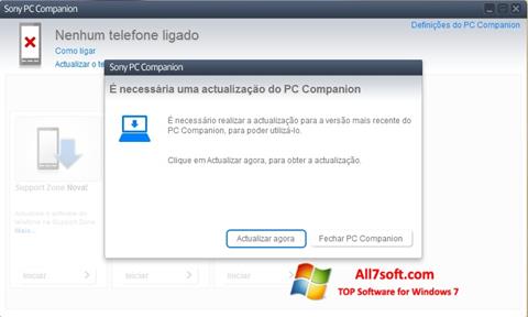 Posnetek zaslona Sony PC Companion Windows 7