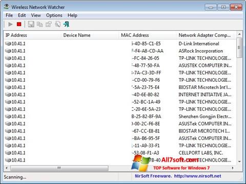 Posnetek zaslona Wireless Network Watcher Windows 7