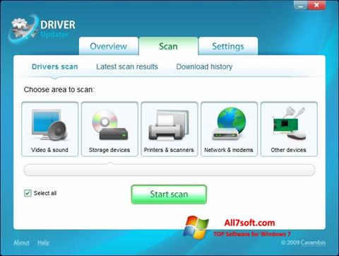 Posnetek zaslona Carambis Driver Updater Windows 7