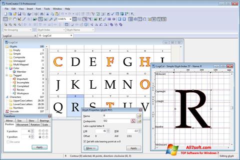Posnetek zaslona Font Creator Windows 7