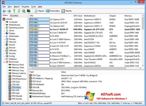 Posnetek zaslona AIDA32 Windows 7