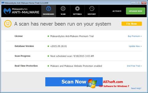 Posnetek zaslona Malwarebytes Anti-Malware Windows 7