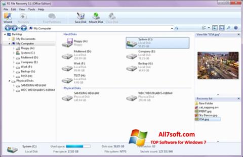Posnetek zaslona RS File Recovery Windows 7