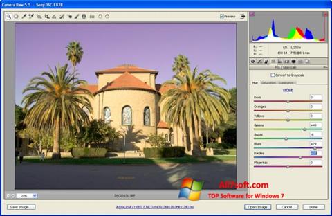 Posnetek zaslona Adobe Camera Raw Windows 7