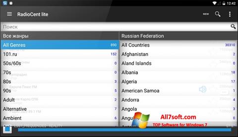 Posnetek zaslona Radiocent Windows 7