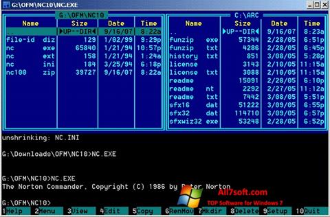 Posnetek zaslona Norton Commander Windows 7