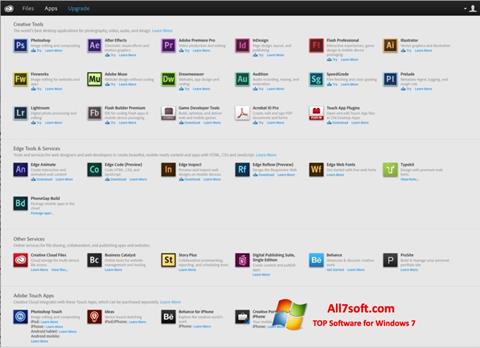 Posnetek zaslona Adobe Creative Cloud Windows 7