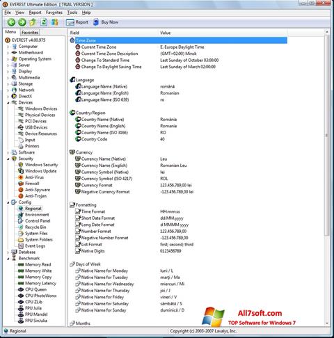 Posnetek zaslona EVEREST Ultimate Edition Windows 7