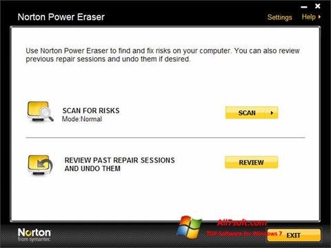 Posnetek zaslona Norton Power Eraser Windows 7