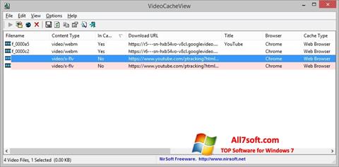 Posnetek zaslona VideoCacheView Windows 7
