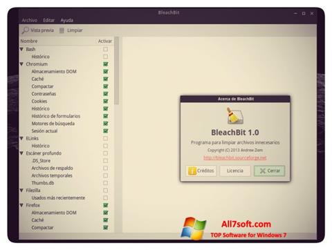 Posnetek zaslona BleachBit Windows 7