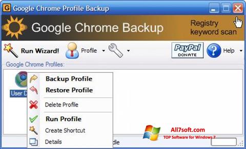 Posnetek zaslona Google Chrome Backup Windows 7