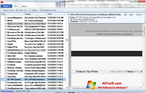 Posnetek zaslona Gmail Notifier Windows 7
