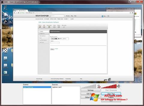 Posnetek zaslona Open Broadcaster Software Windows 7