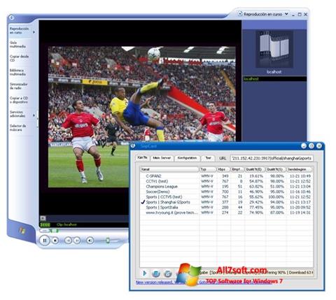 Posnetek zaslona SopCast Windows 7