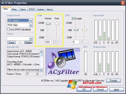 Posnetek zaslona AC3Filter Windows 7
