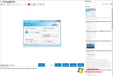 Posnetek zaslona AeroAdmin Windows 7