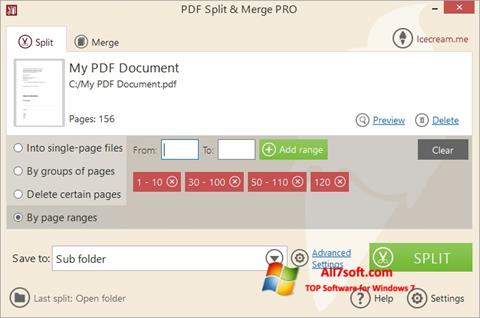 Posnetek zaslona PDF Split and Merge Windows 7