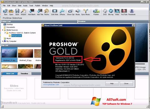 Posnetek zaslona ProShow Gold Windows 7
