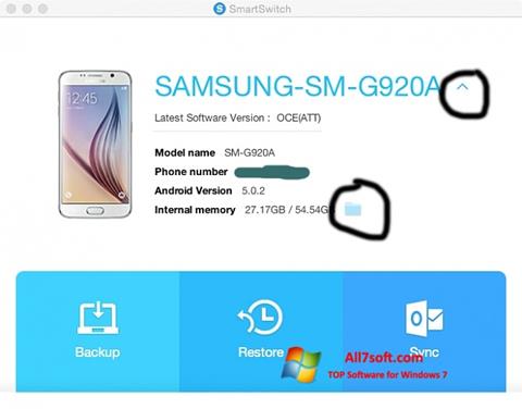 Posnetek zaslona Samsung Smart Switch Windows 7