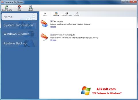 Posnetek zaslona TweakNow RegCleaner Windows 7