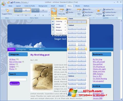 Posnetek zaslona Artisteer Windows 7