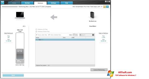 Posnetek zaslona WD SmartWare Windows 7
