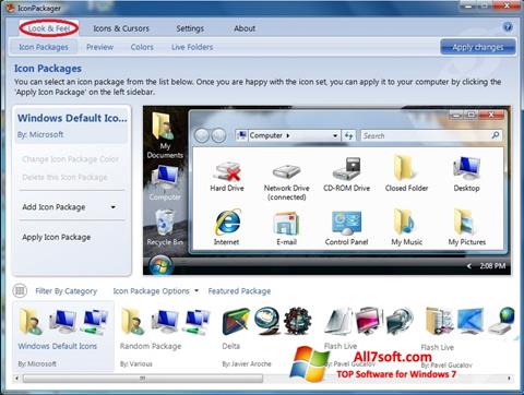 Posnetek zaslona IconPackager Windows 7
