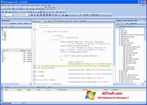 Posnetek zaslona phpDesigner Windows 7