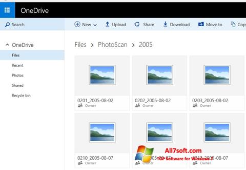 Posnetek zaslona OneDrive Windows 7