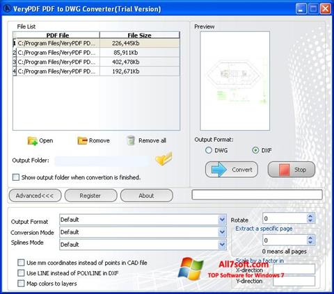 Posnetek zaslona PDF to DWG Converter Windows 7