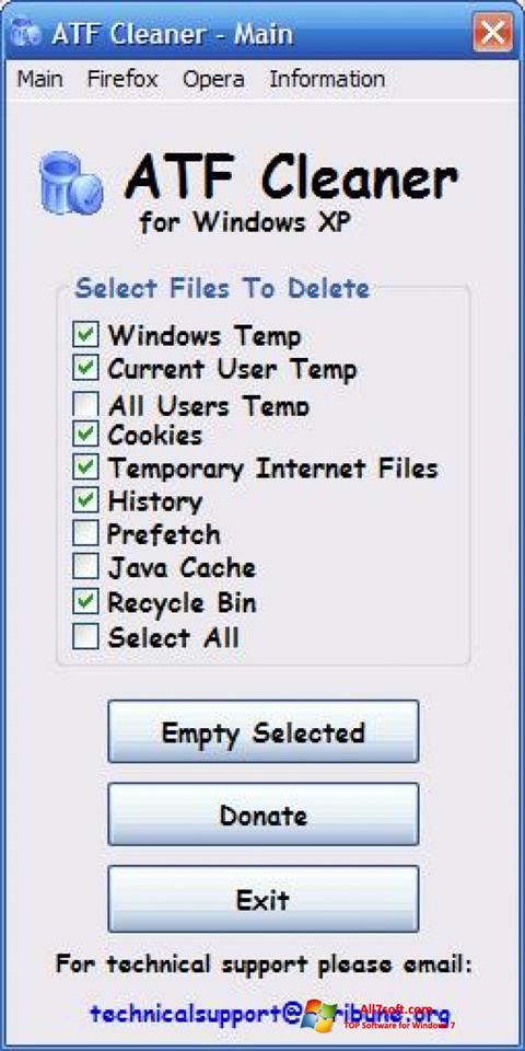 Posnetek zaslona ATF Cleaner Windows 7
