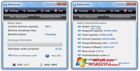 Posnetek zaslona BatteryCare Windows 7