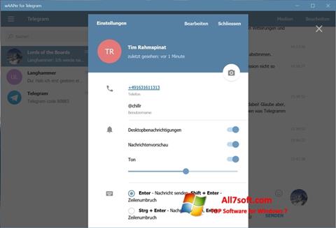 Posnetek zaslona Telegram Windows 7
