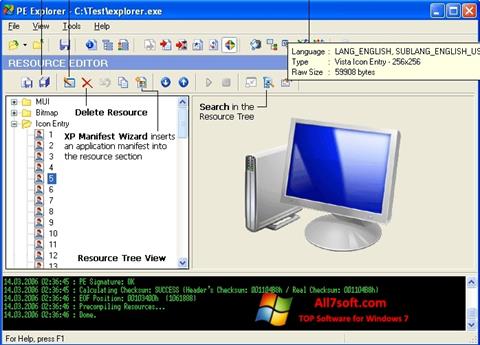 Posnetek zaslona PE Explorer Windows 7