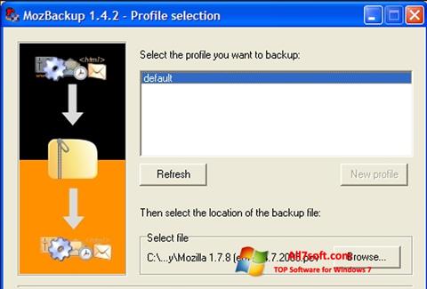 Posnetek zaslona MozBackup Windows 7