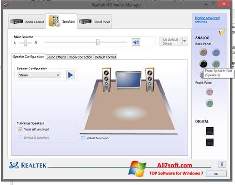 Posnetek zaslona Realtek HD Audio Windows 7
