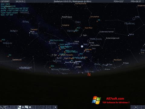 Posnetek zaslona Stellarium Windows 7