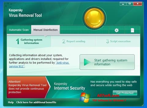 Posnetek zaslona Kaspersky Virus Removal Tool Windows 7