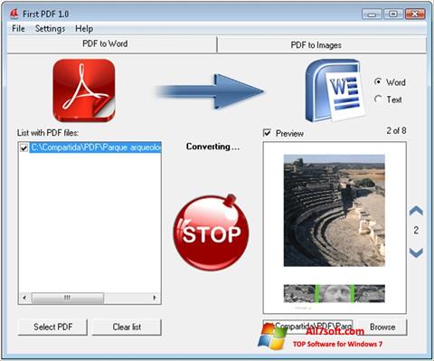 Posnetek zaslona First PDF Windows 7
