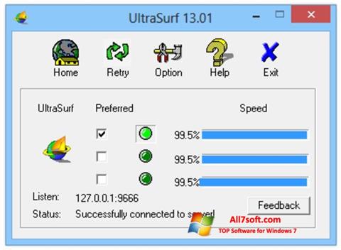 Posnetek zaslona UltraSurf Windows 7