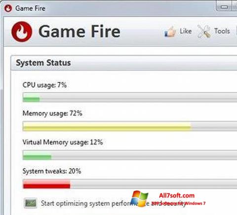 Posnetek zaslona Game Fire Windows 7