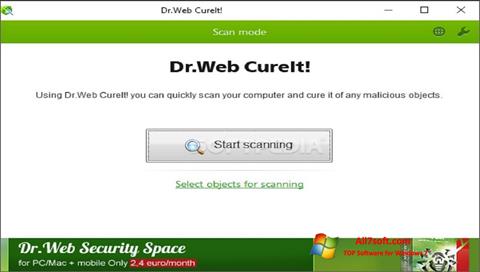 Posnetek zaslona Dr.Web CureIt Windows 7