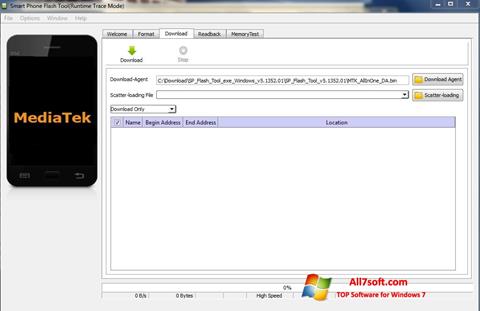 Posnetek zaslona FlashTool Windows 7