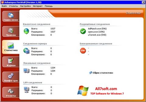 Posnetek zaslona Ashampoo Firewall Windows 7