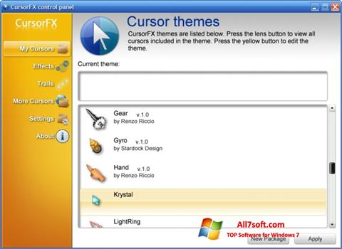 Posnetek zaslona CursorFX Windows 7